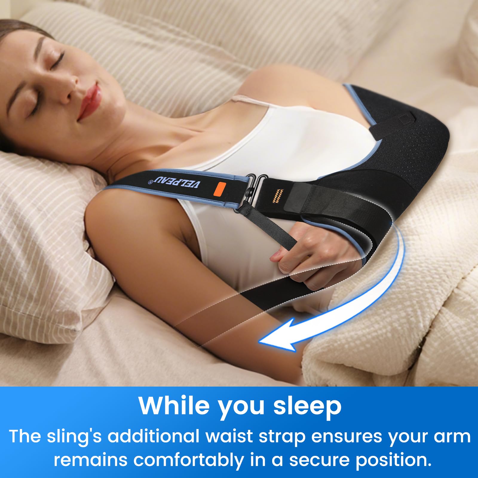 Velpeau Arm Sling Shoulder Immobilizer for Women and Men, fit Left or Right Arm - Rotator Cuff Support Brace - Medical Sling for Shoulder, Clavicle, Elbow Injury (Comfort type, Large: Bust 33.5″-41″)