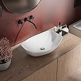 MIJIC 22"X16" Bathroom Vessel Sink Boat Shape Above Counter Oval White Porcelain Ceramic Modern Vanity Sink Art Basin