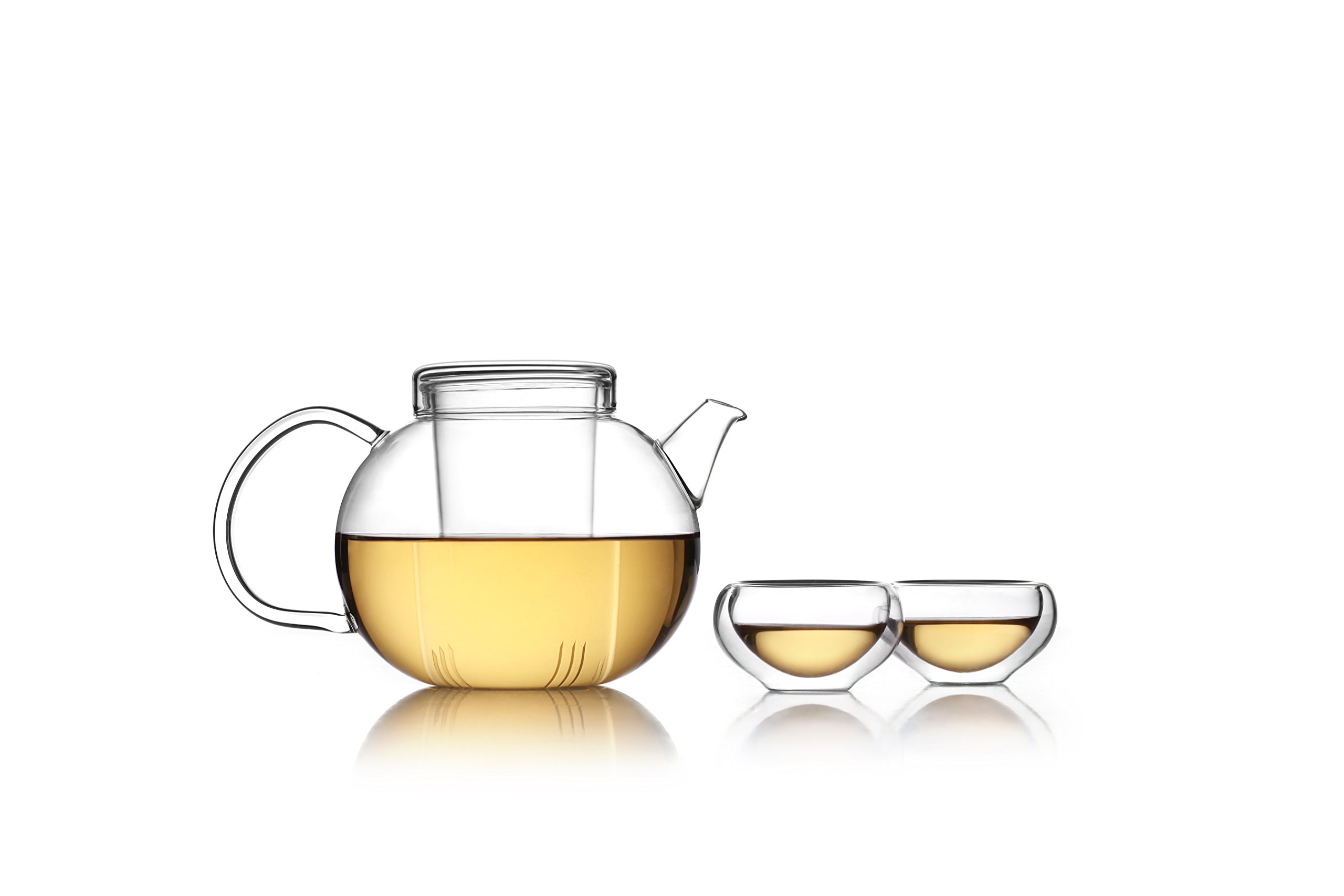 TEA SOUL Glass Tea Set with Teapot and 6 Tea Cups, Multicoloured