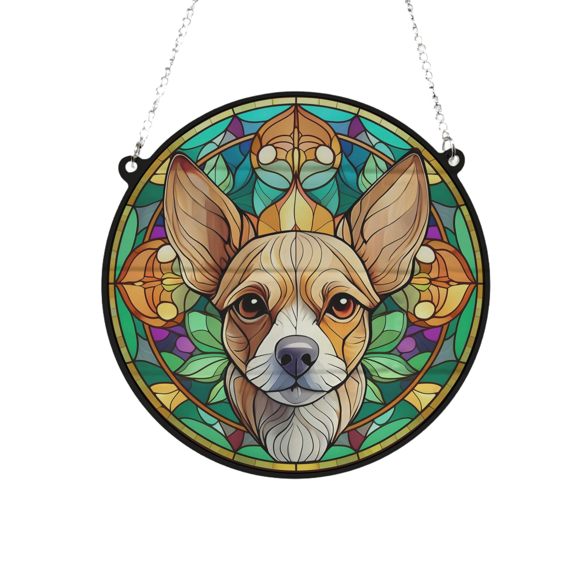 Chihuahua Fawn Stained Glass Effect Suncatcher Gift for Dog Lovers - 19cm