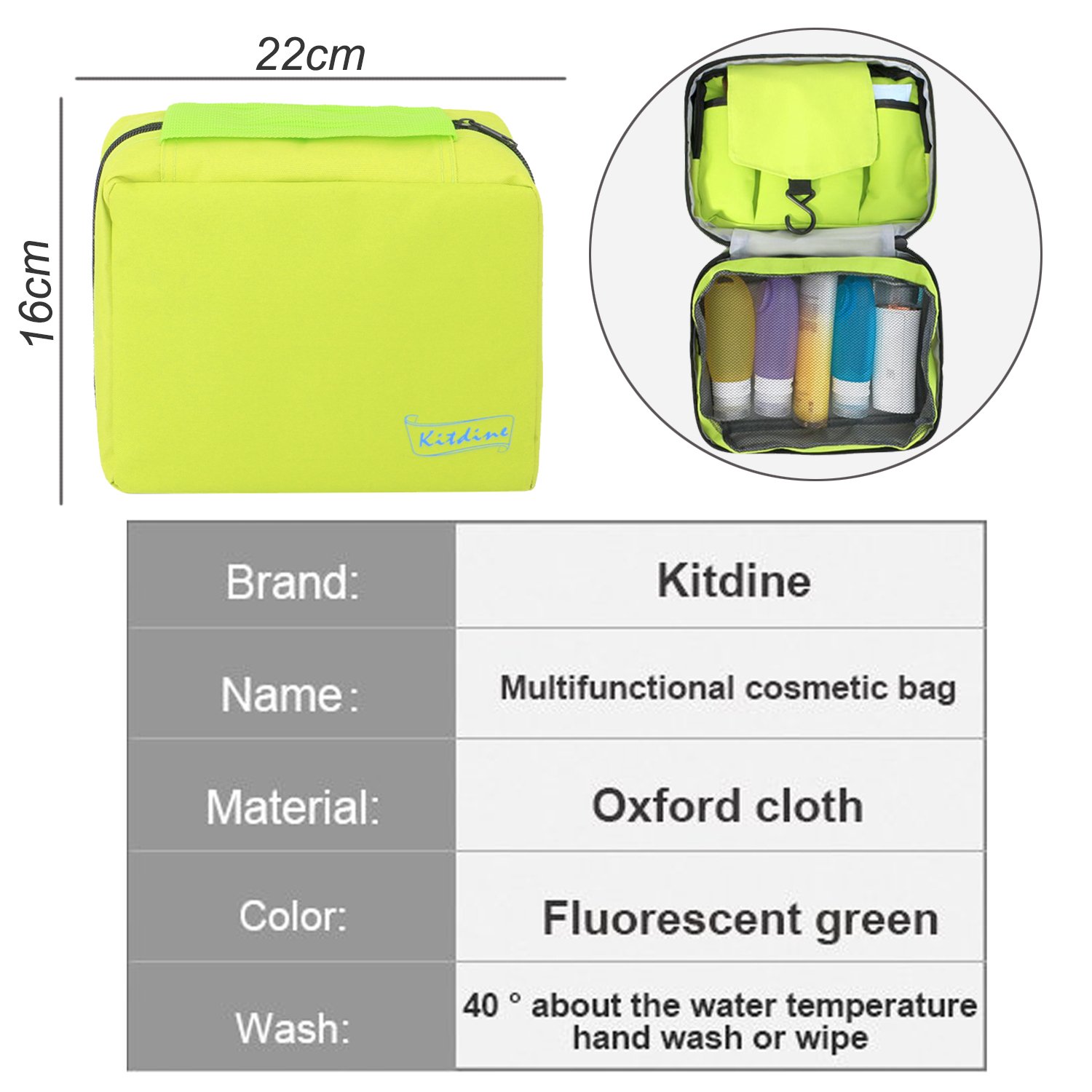 Borsa da bagno da viaggio - Kitdine Medio Per Uomini & Donne / Appendiabiti / Organizzatore da viaggio – Beauty case (Verde)