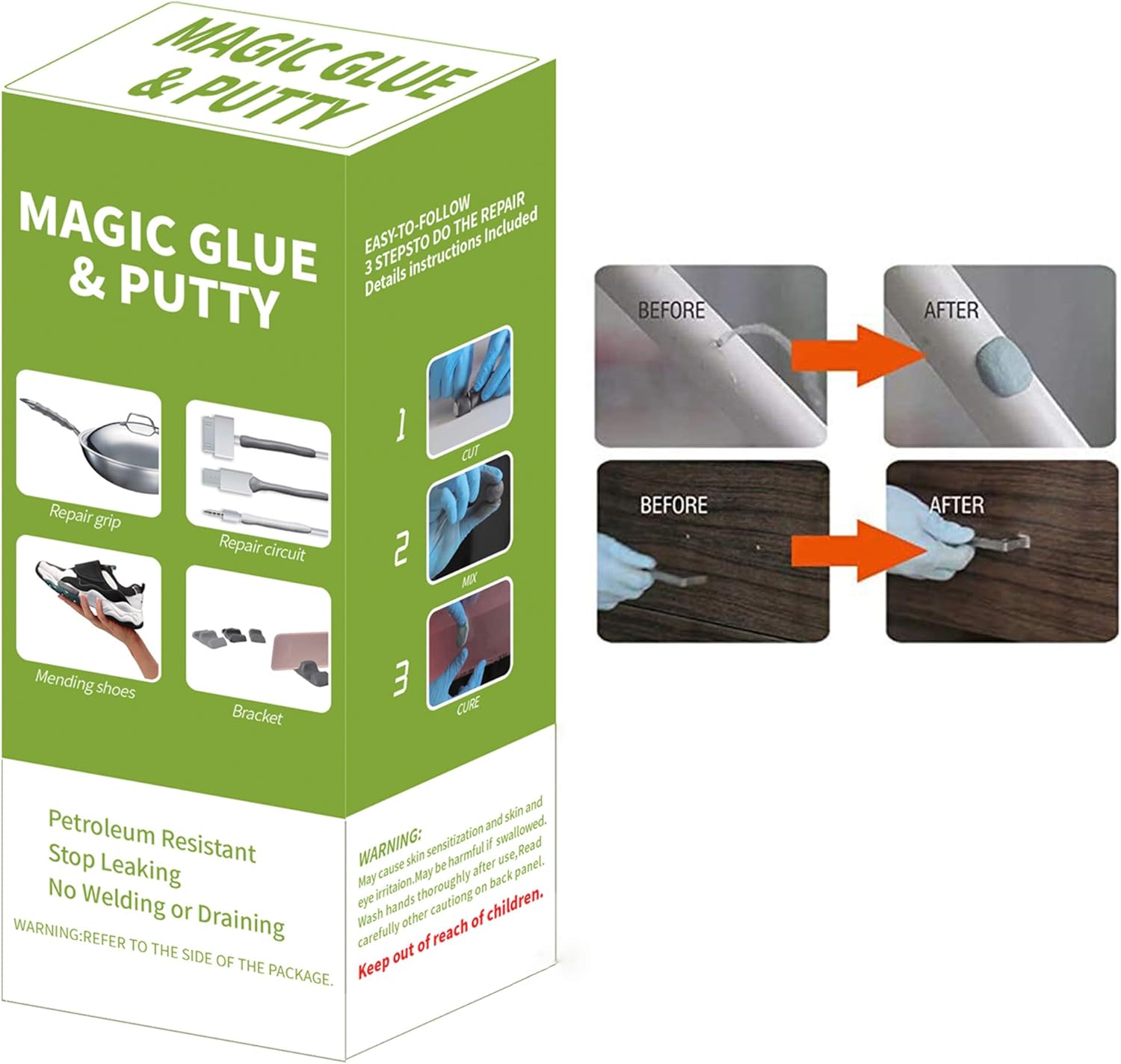 Plextone Petroleum Resistant Epoxy Putty Glue Metal Plastic Glass