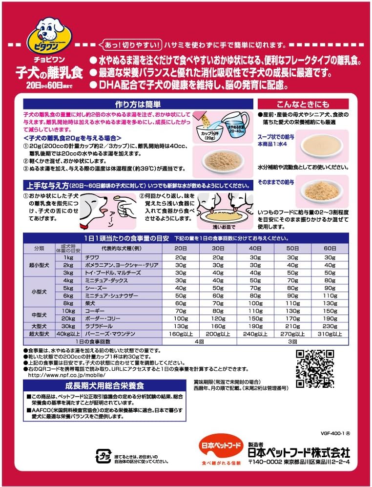 Amazon Co Jp ビタワン 子犬の離乳食 400g ペット用品