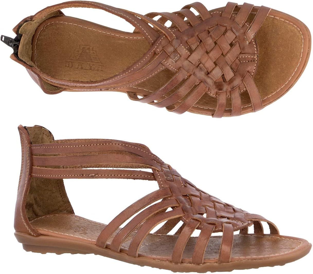 cognac leather sandals