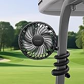 A2C Golf Cart Fan Rechargeable – 3-Speed, 360° Adjustable Gooseneck | 4000mAh Battery | Compatible with Golf Carts & Push/Pull Carts
