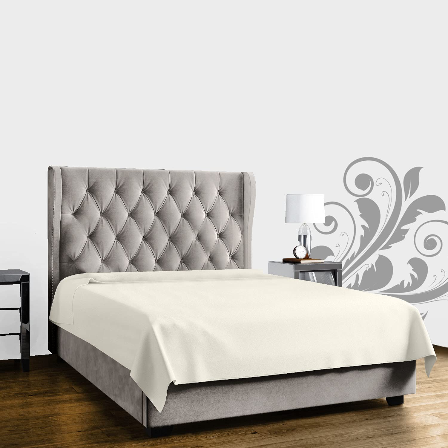 400 Thread Count Single Flat Sheet- 100% Egyptian Cotton Bed Sheets- Hotel Quality Bedding Sheet- Cream