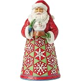 Enesco Jim Shore Heartwood Creek Santa Holding a Mini Snowman Globe Figurine, 10.63 Inch, Multicolor