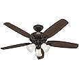 Hunter 52 inch Indoor Ceiling Fan with LED Lights - Bronze Ceiling Fan with Pull Chain, For Bedroom or Living Room, Standard 