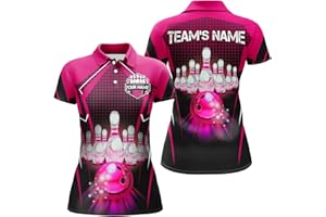 REKYLAWA Custom Bowling Shirts for Women, Womens Bowling Shirts, Skull Bowling Shirt for Women