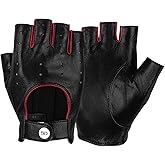 GSG Women Fingerless Leather Gloves - Driving Motorcycle Biker Gloves - Unlined Half Finger