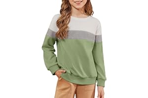 blibean Girls 2025 Long Sleeve Sweatshirt Tween Fall Patchwork Shirts Tops Size 6-15 Years