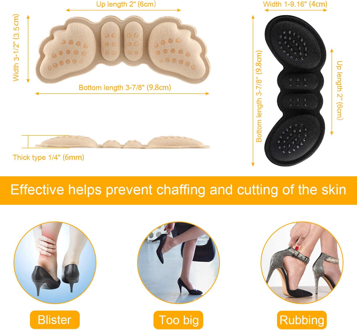 Updated 2020 Version LYLFL [5 Pairs] Heel Cushion Inserts Heel Grips Heel Pads-Suitable for Any Shoes Reusable Adhesive Shoe Inserts Liners for Loose Shoes: Health & Personal Care