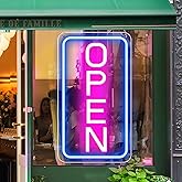 ROLANCHE Open Signs for Business, 23"x 12" large LED Neon Open Sign with ON/OFF Switch adapter, Ultra Bright and Eye-catching Vertical Electric Light Up Sign for Bar, Salon