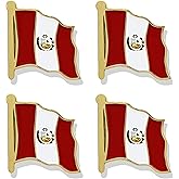 HSQCEZ 4 Pack Peru Flag Lapel Pin - Peruvian Flags Pins Lapel Hat Backpacks Suit Decoration & Men Women Waving Patriotic Enamel Metal Badge Souvenir