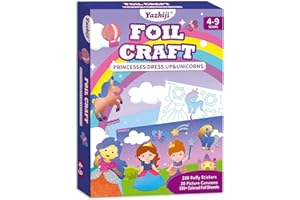 Yazhiji Foil Art Craft Kits for Kids Unicorns Princess Mess -Free Fun Activity Set for Child,DIY Printing Craft Kits, Gifts for Ages 4 5 6 7 8 9 10 11 12 Party Supplier Toys for Boys Girls