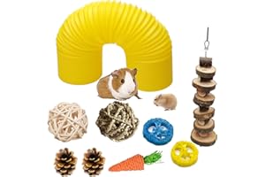 PSTARDMOON Hamster Fun Tunnel Pet Mouse Plastic Tube Toys Small Animal Foldable Exercising Training Hideout Tunnels with Cute pet Toys for Guinea Pigs,Gerbils,Rats,Mice,Ferrets and Other Small Animals (Yellow)