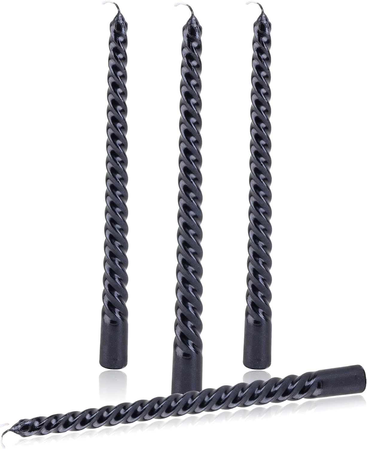 Candles & Holders - 10 inch Black Taper Candles Set of 4,Dripless Long Candle Sticks,8 hrs Clean Burning Unscented Tapered Candles,Glossy Halloween Candles,Candlesticks for Wedding,Dinner