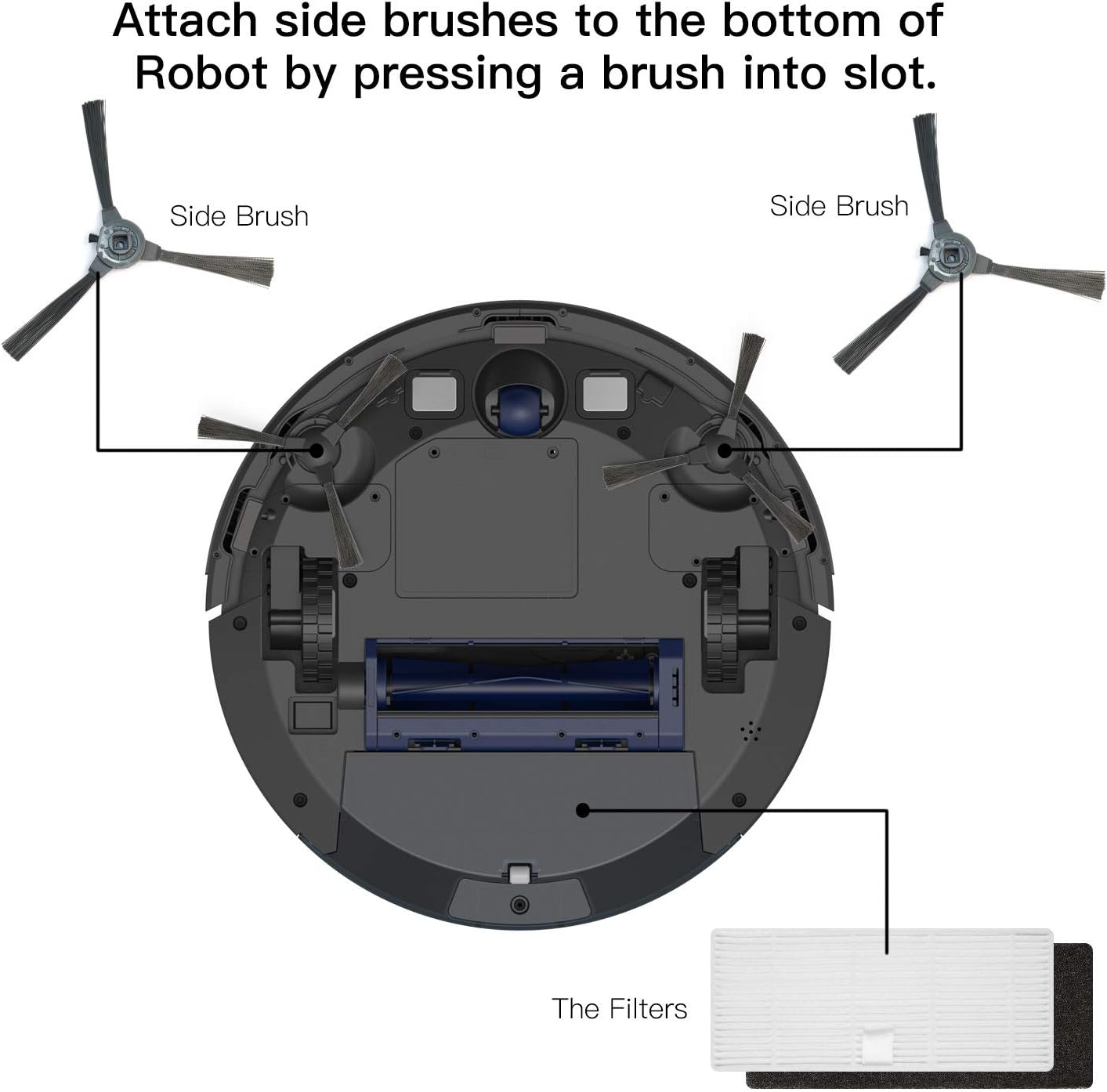 Coredy Filter and Side Brush Replacement Kit for Coredy R3500 R3500S Robot Vacuum Cleaner, Vacuum Replaces Part Replenishment Brush Filter Accessories -