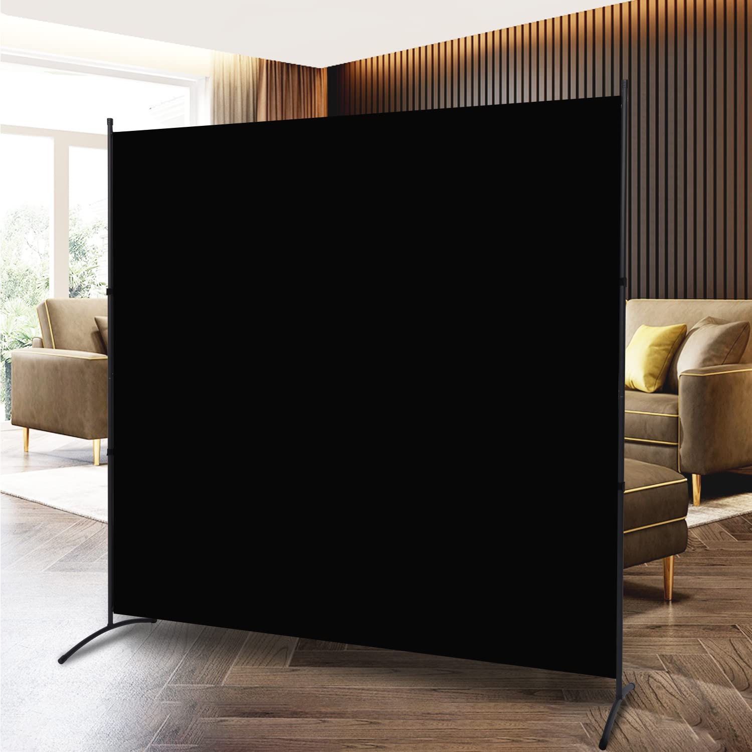 Photo 1 of Room Divider 6FT Folding Privacy Screens, Partition Room Dividers w/Freestanding Design, Portable Wall Divider for Room Separtation, Fabric Screen Panel for Home Office Dorm (Black, 1 Panel)