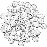 HARFINGTON 50pcs 24L Plastic Sewing Buttons 15mm 5/8" 4-Hole Round Replacement Craft Button for Coats Sewing Clothing and DIY, Silver