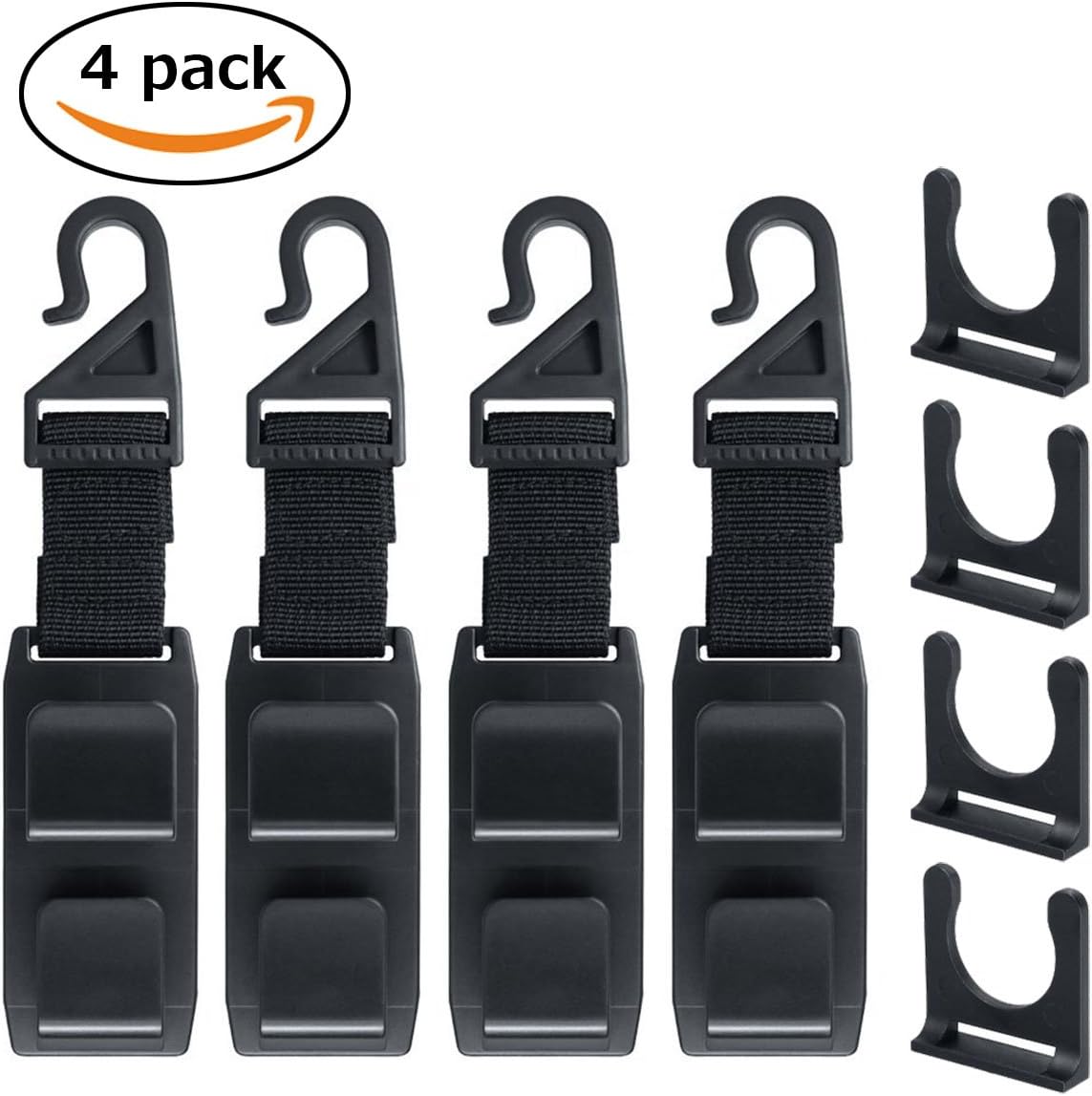 FISTE Car Seat Back Headrest Hanger Hooks Storage Organiser with Bottle Holder for Handbags, Purses, Coats, Drink bottle and Grocery Bags ect,Universal Vehicle Car Seat Back Headrest Bottle Holder (Set of 4)