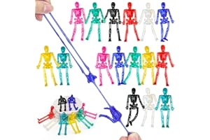 WONDRUS Halloween Stretchy Skeleton Toys Gifts for Kids 24 PCS,Small Party Favors Prizes for Toddlers,Goodie Bag Pinata Stuffer Fillers,Halloween Non-Candy Treats Supplies Figurines Trinkets for Boys Girls