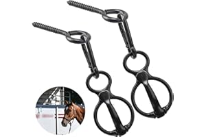HDYEGIOU 2Pcs Horse Tie Ring Humane Way Tie Ring Horse Training Equipment Horse Tack and Supplies Horse Accessories with Eye Bolt and Quick snap,Black