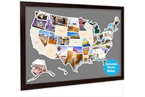 YLOVAN USA Photo Map, Travel Map - 24 x 36" 50 States Photo Map of The United States Includes Photo Maker - Gift for Travelers Couples Visited States Map - Visited All 50 States (FRAME NOT INCLUEDE)