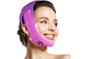 JUSRON V-Line Mask Chin Up Mask Face Strap, Soft Silicone Chin Strap V Shaped Face Mask, Jaw Exerciser 23-27 Inches (Purple)