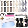 Lavender Violets 9 Colors Gel Nail Polish Kit with UV Light Soak Off UV/LED Starter Manicure Set White Gray Series for Professional Salon Nail Art R650