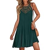 ZESICA Women's 2025 Summer Halter Chiffon Mini Dresses Sleeveless Hollow Out A Line Flowy Ruffle Beach Vacation Sundress