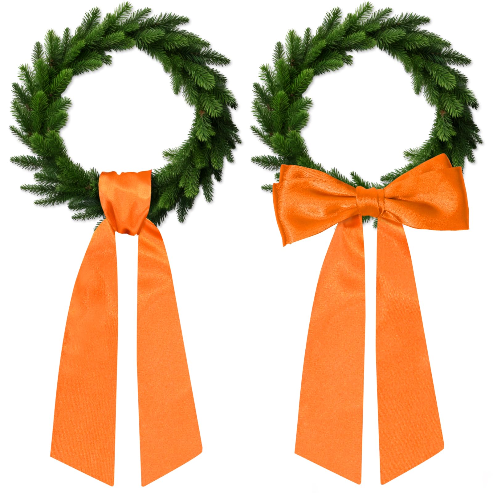 Photo 1 of 2Pcs Fall Wreath Sash for Front Door - Autumn Orange Satin Sash for Wreath Accessories & Thanksgiving Decor