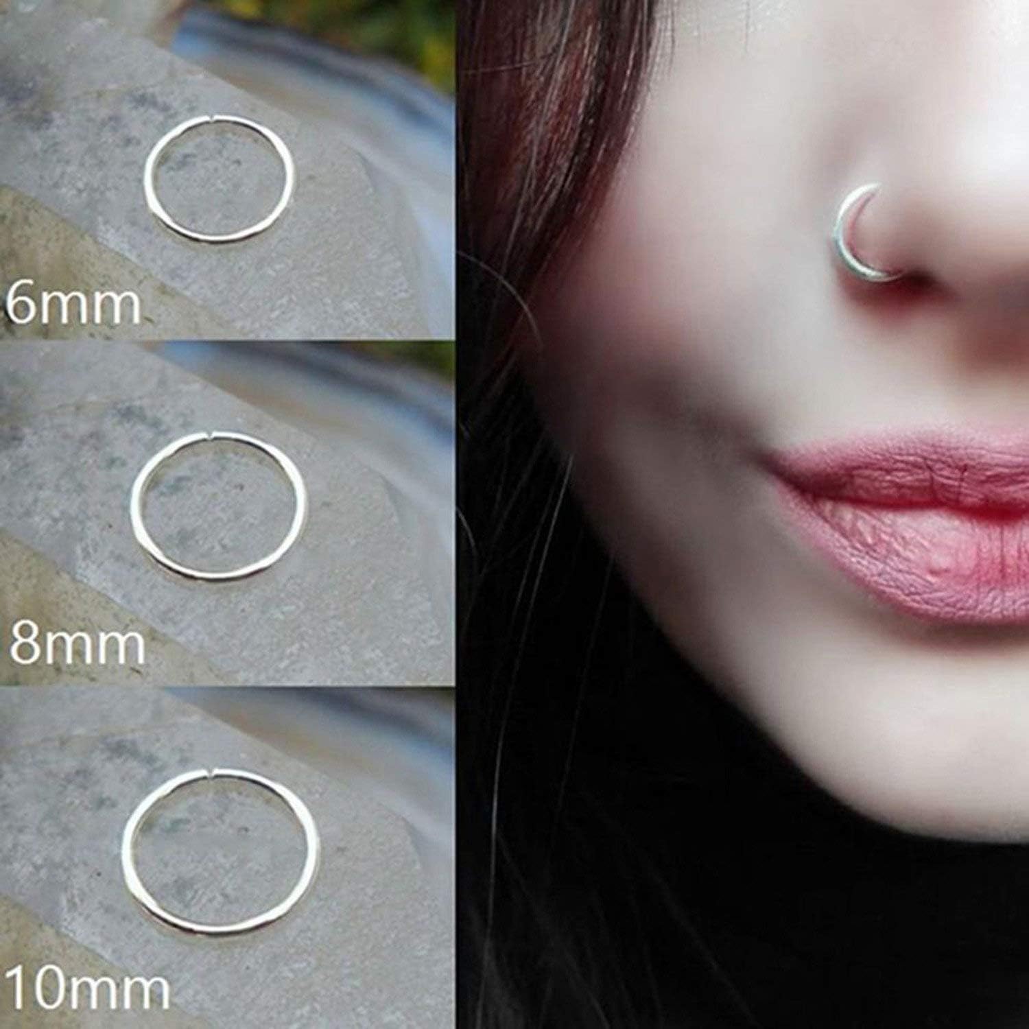 Nose Stud 1 Pcs Steel 0.8Mm Cartilage Piercing Stud Thin Small Nose
