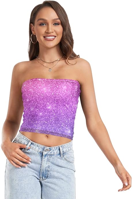 purple sequin bandeau top