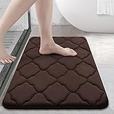 OLANLY Memory Foam Bath Mat Rug 24x16, Ultra Soft and Absorbent Bathroom Rugs, Non-Slip, Comfortable, Machine Washable Bath Carpet for Bathroom Floor, Tub, Shower and Home Decor Accessories, Brown