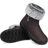 TEMOFON Women Winter Boots Waterproof: Fur Lined Ankle Booties, Wide Width Snow Boots, Warm Comfy, Walking Soft Winter Shoes Size 5-11
