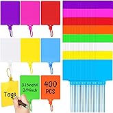 Novabright 400 Pcs Blank Plastic Shipping Tag Bulk 3.94" x 3.15" Waterproof Shipping Tag for Labeling Writable Large Label Tie with Seal String for Luggage, Inventory, Car Parts, Logistics(Multicolor)