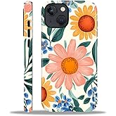 Yesad Case for iPhone 14/13, Hybrid 2-Layer Case, Shockproof Military-Grade Protection Durable Anti-Scratch Phone Case for Woman Man Boy Girl, Retro Flowers