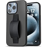 ENCASED Finger Loop Case, Designed for iPhone 15 Pro Max (2023) Hand Strap Grip Cover with Soft-Touch Silicone Phone Holder (Black)