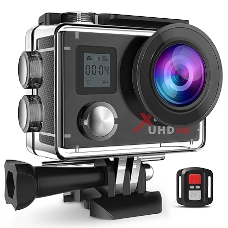 Campark Action Cam 4K WiFi 16MP Ultra HD Helmkameras unterwasserkamera mit Handgelenk Fernbedienung 2 Batterien Zubehör-Kits 