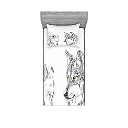 Ambesonne Sketchy Fitted Sheet & Pillow Sham Set, 2