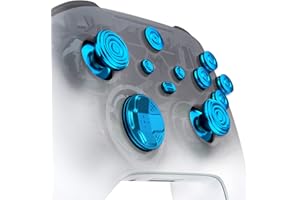 eXtremeRate Metal Blue Buttons for Xbox Core Wireless Controller, 11 in 1 Custom Aluminum Alloy Thumbsticks Dpad ABXY Start B