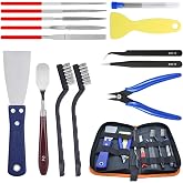 JUNYAOHSU 3D Printer Tool Kit, 24pcs Nozzle Cleaning Tool Removal Kit, Wire Brush, Wire Flush Cutter, Scraper Knife, Diamond Files, Tweezer, Putty Knife for 3D Printer, Model Building
