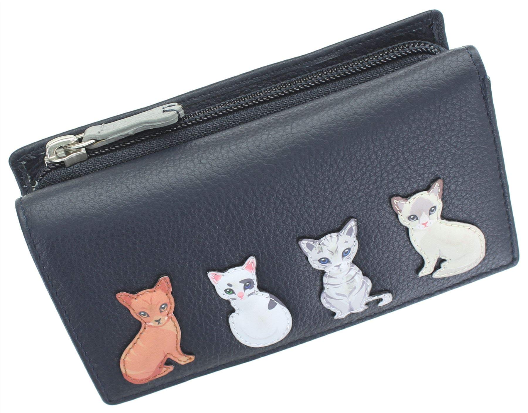 Mala Leather Best Friends Collection Leather Purse RFID Blocking 3529_65 Navy