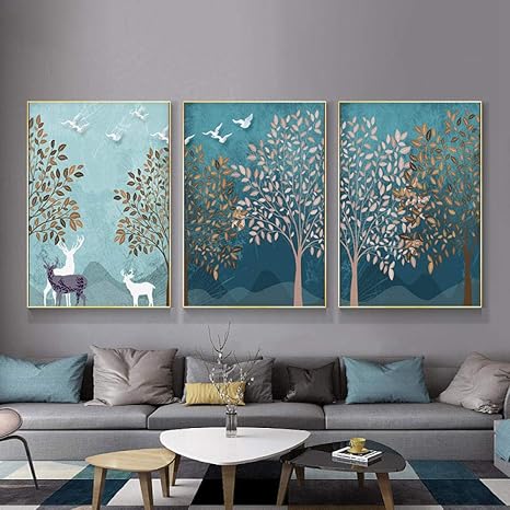 Amazon 抽象ポスター版画スカンジナビアキャンバス壁アートパネル絵画インテリア森風景壁写真リビング部屋モダン家装飾40 60cm 3フレームレス ウォールステッカー オンライン通販