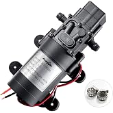 bayite 12V DC Water Transfer Pump 4.5 L/Min 1.2 GPM 80 PSI | with 2 Hose Clamps, 12 Volt Diaphragm Pump Self Priming Sprayer Pump, with Pressure Switch for Weed ATV Marine Boat