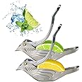 OGWSRK Elegant Bird-Shaped Stainless Steel Manual Lemon and Lime Juicer, Portable Citrus Extruder Gadget, Silver (2 Pieces)