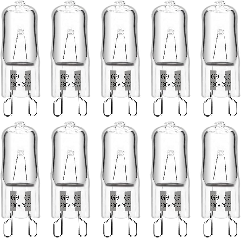 SCNNC G9 Halogen Bulbs 230V 28W Dimmable 370LM 2700K 360° 10 Pack
