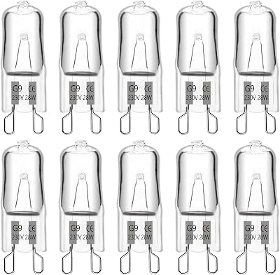 SCNNC G9 Halogen Bulbs 230V 28W Dimmable 370LM 2700K 360° 10 Pack