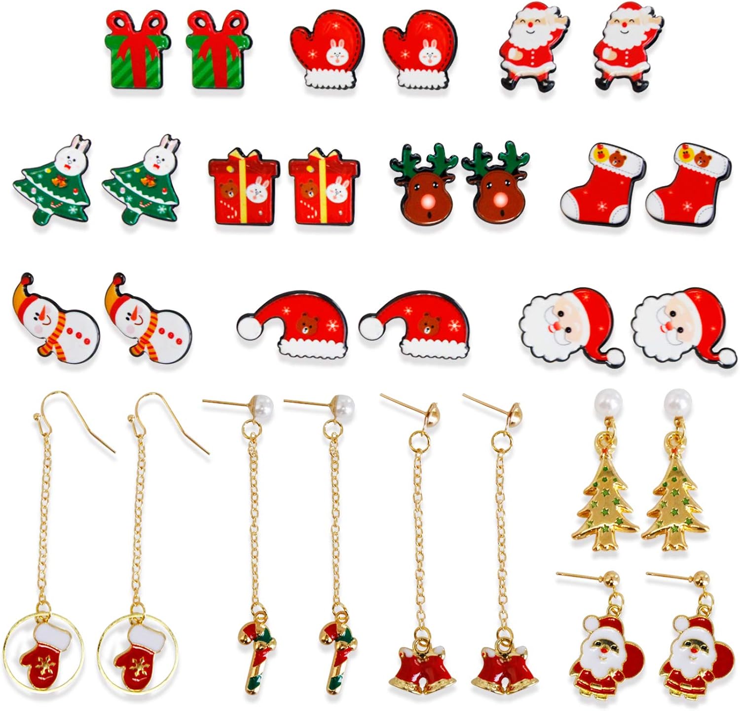 8 Paia Di Orecchini Natalizi A Fiocco PHOGARY - Set Luccicante Per Donne E Bambine, Regalo Perfetto - Foto 6